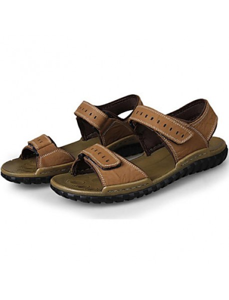 Men's Shoes Outdoor / Office & Career / Athletic / Casual Nappa Leather Big size Sandals Khaki  