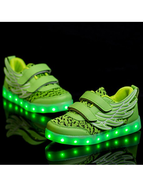 LED Shoes Boy's Sneakers Spring / Fall Comfort PU Athletic / Casual Flat Heel LED Black / Green / Red / White Walking  